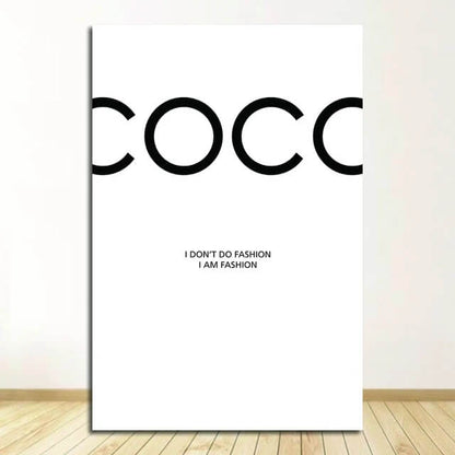 Fashion Coco Quotes Canvas Prints Nordic Minimalist Wall Art Black White Pink Fine Art Stylish Pictures for Modern Living Room Bedroom Home Décor