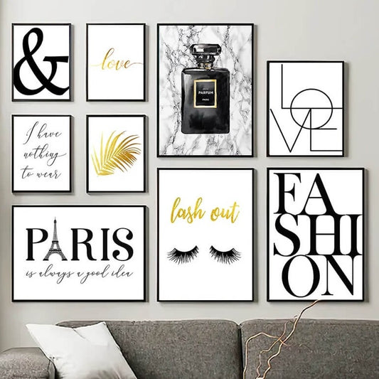 Fashion Minimalist Canvas Prints Modern Paris Pictures Style Simple Quotes Fine Art For Living Room Décor Black and White Gallery Wall Art