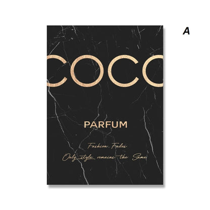 Fashion Designer Perfume Inspirational Coco Chanel Quotes Wall Art Decor Minimalist Black Golden Wall Art Canvas Prints For Modern Apartment Living Room