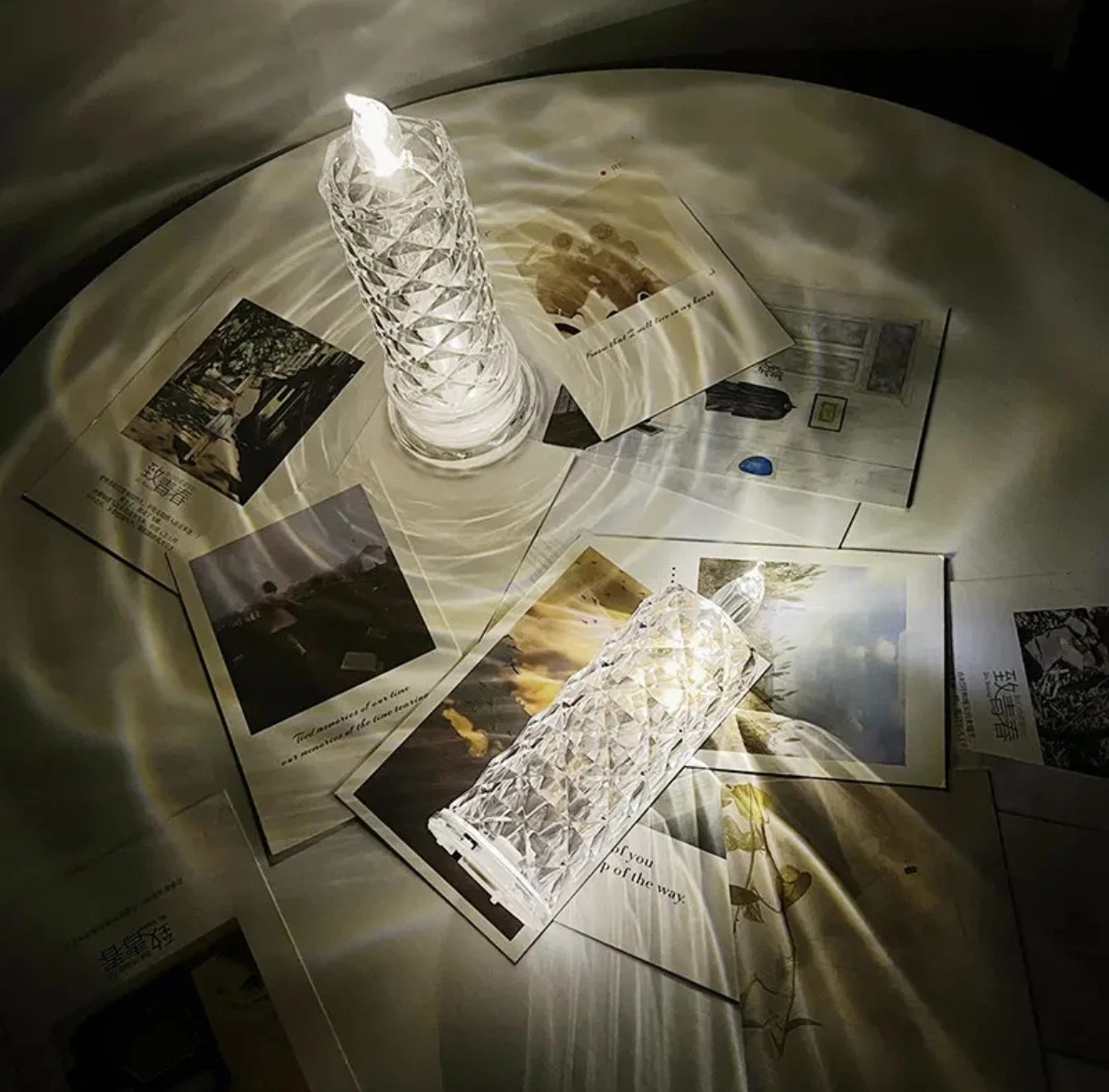 Crystal Glow Flameless LED Table Lamp – Decorative Mood Light