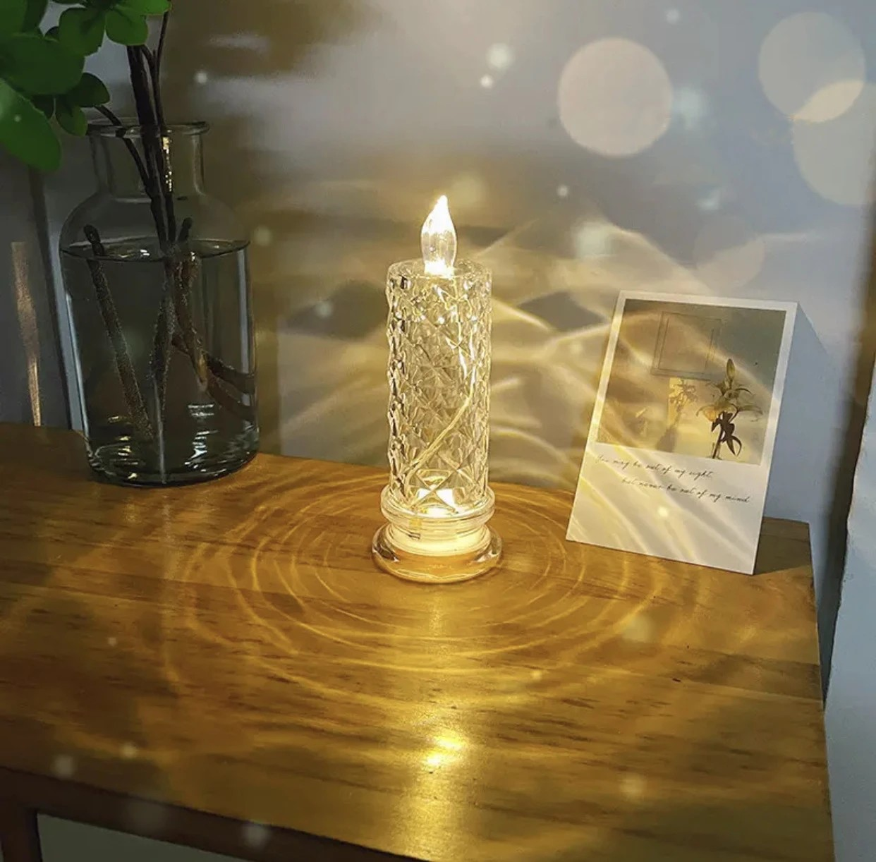 Crystal Glow Flameless LED Table Lamp – Decorative Mood Light