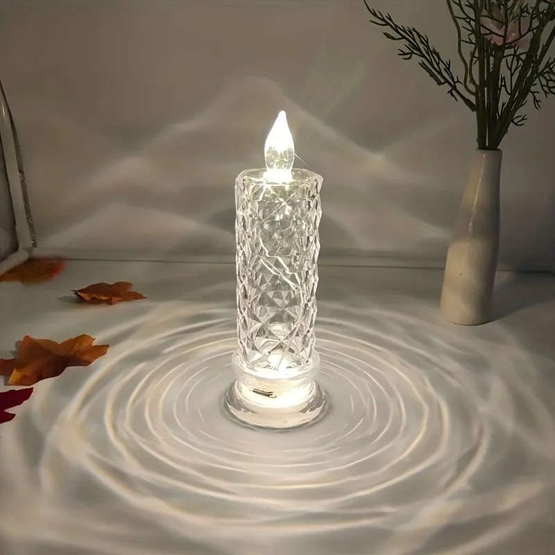 Crystal Glow Flameless LED Table Lamp – Decorative Mood Light