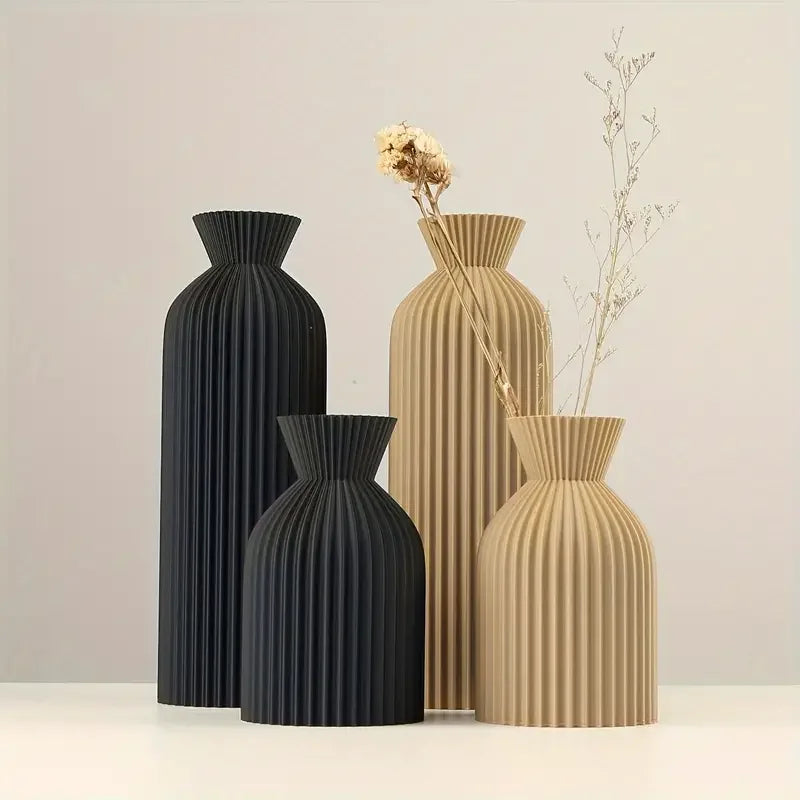 Fluted Nordic Style Vases Modern Decorative Vase Table Decoration For Dining Room Kitchen Coffee Table Ornaments Scandinavian Home Decor