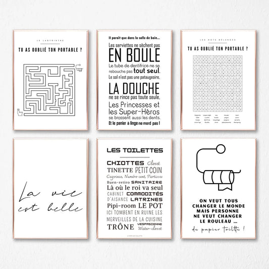 Bathroom Rules French Quotes Funny Toilet Wall Art Canvas Prints Typographic Quotations For Bathroom Toilet Room WC Wall Decor