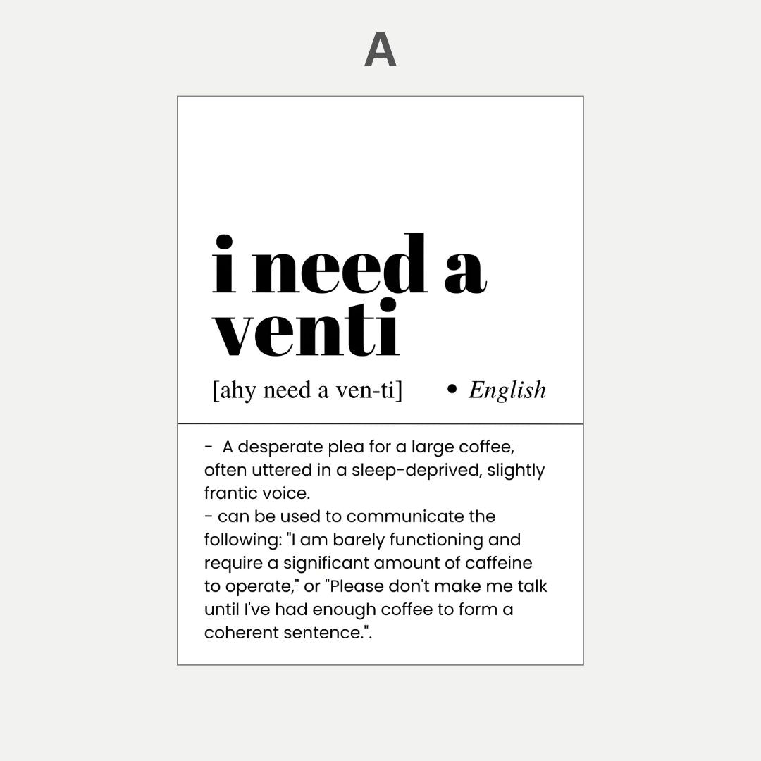 Definition of 'venti' with a humorous definition on a white background