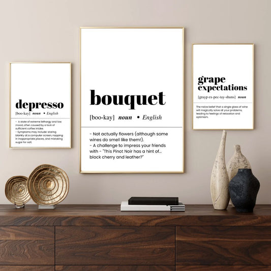 Funny Kitchen Quote Depresso Canvas Print Wall Art For Minimalist Dining Room Kitchen Wall Decor