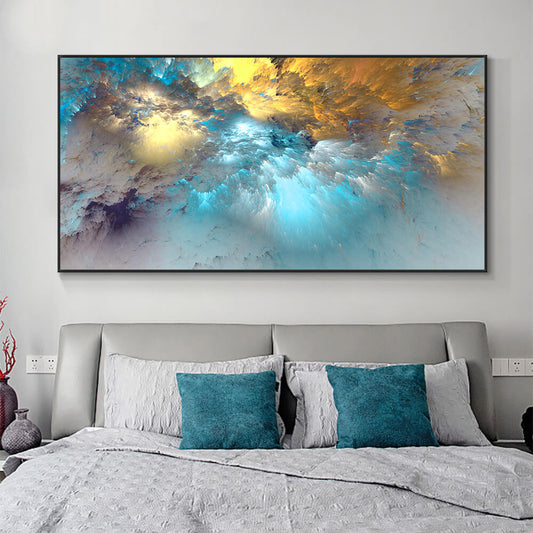 Grey Golden Cloud Abstract Canvas Print | Large Contemporary Posters Modern Nordic Big Wall Art Picture For Living Room Bedroom Décor