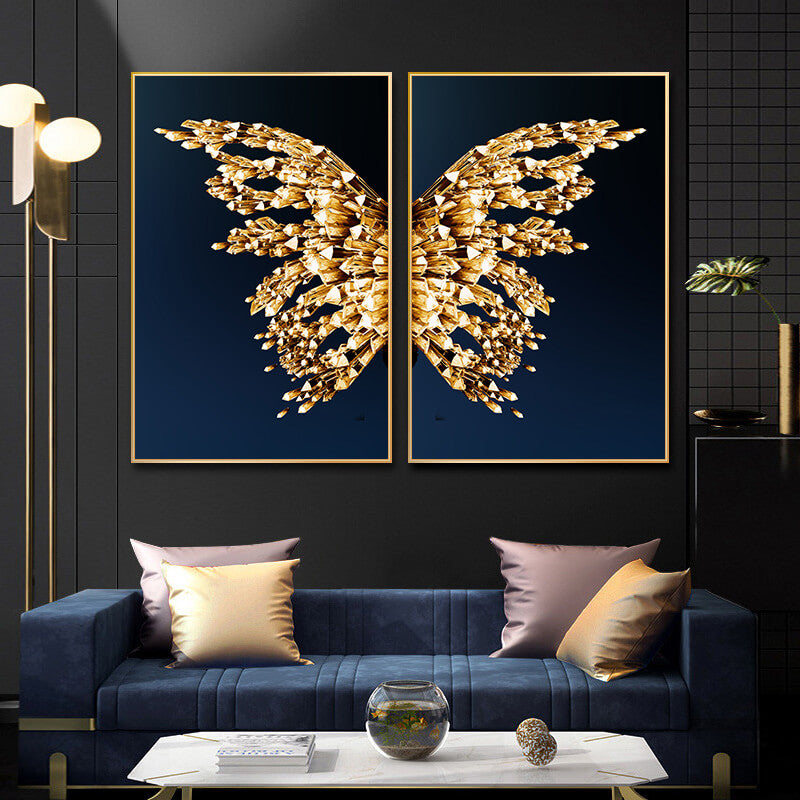 Golden Butterfly Wings Canvas Print | Boutique Abstract Wall Art Fine Art Modern Pictures For Luxury Living Room Bedroom Stylish Glamour Home Décor