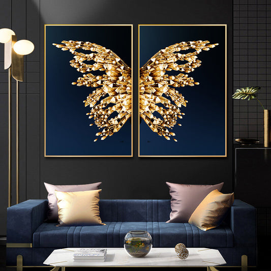 Golden Butterfly Wings Canvas Print Boutique Large Abstract Wall Art Fine Art Modern Big Pictures For Luxury Living Room Bedroom Stylish Glamour Home Décor