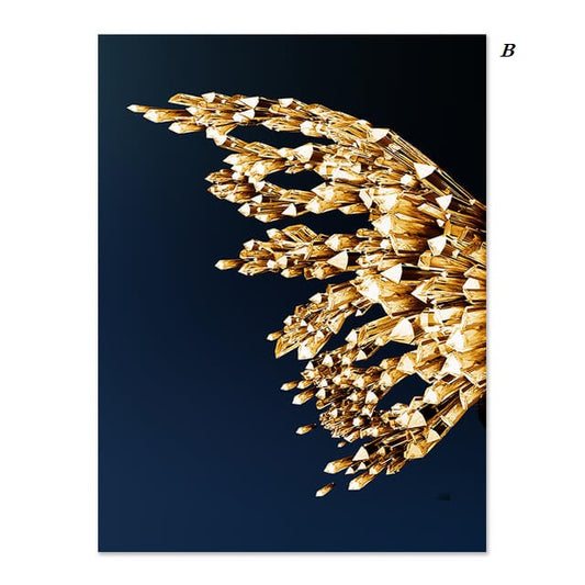 Golden Butterfly Wings Canvas Print | Boutique Abstract Wall Art Fine Art Modern Pictures For Luxury Living Room Bedroom Stylish Glamour Home Décor