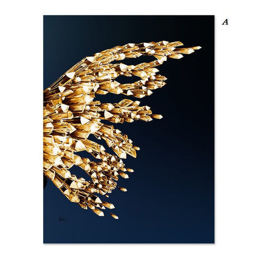 Golden Butterfly Wings Canvas Print Boutique Large Abstract Wall Art Fine Art Modern Big Pictures For Luxury Living Room Bedroom Stylish Glamour Home Décor