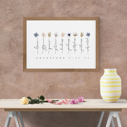 Galatians 5:22-23 Floral Bible Verse Quotes Wall Art Canvas Print Minimalist Motivational Poster For Living Room Bedroom Decor