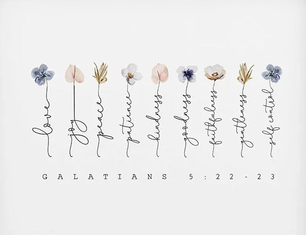 Galatians 5:22-23 Floral Bible Verse Quotes Wall Art Canvas Print Minimalist Motivational Poster For Living Room Bedroom Decor