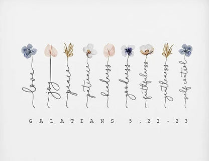 Galatians 5:22-23 Floral Bible Verse Quotes Wall Art Canvas Print Minimalist Motivational Poster For Living Room Bedroom Decor