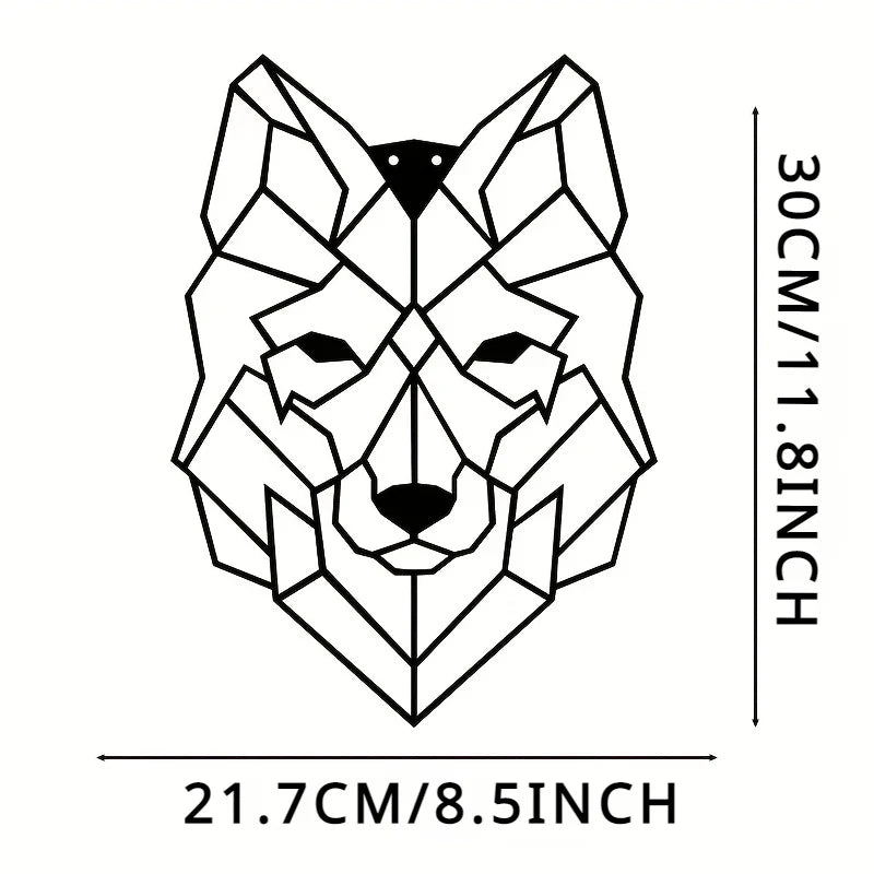 Geometric Wolf Silhouette Black Metal Wall Art 3d Iron Crafted Scandinavian Wall Decoration For Living Room