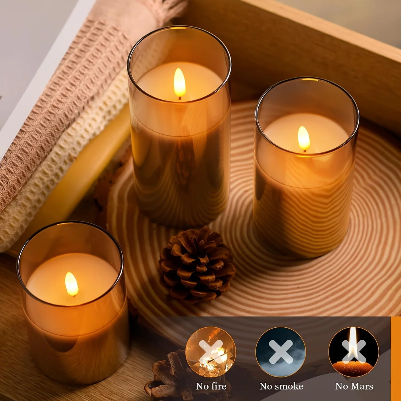 Flameless LED Candle Set of 3 – Stylish Remote-Controlled Mood Lightings