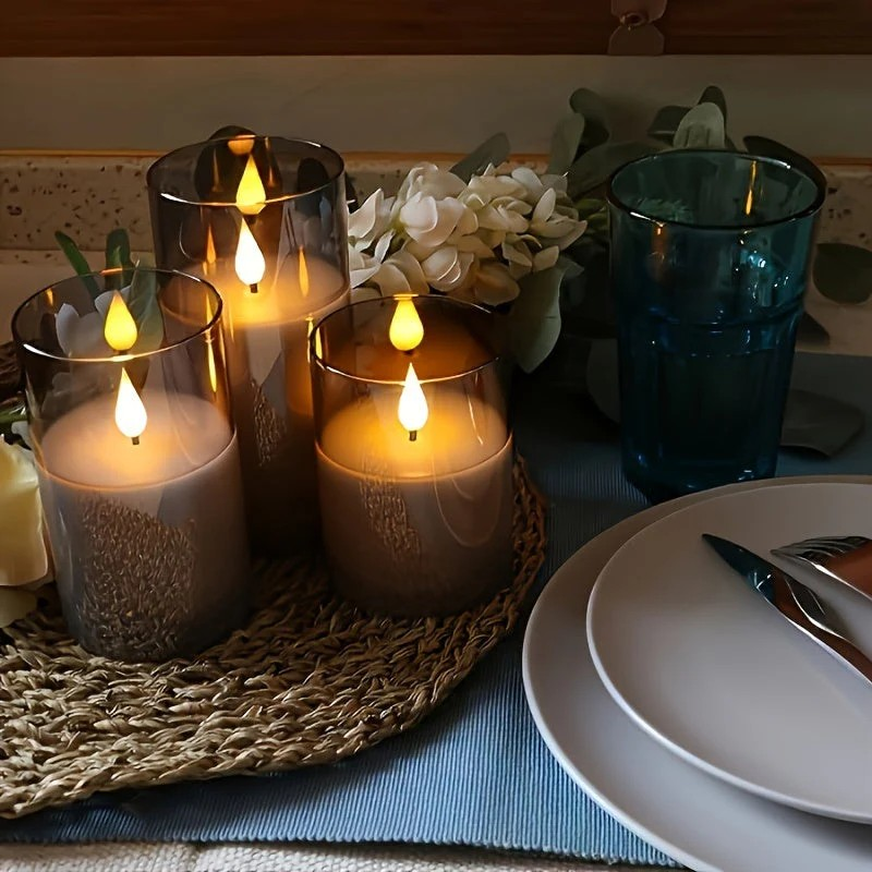 Flameless LED Candle Set of 3 – Stylish Remote-Controlled Mood Lightings
