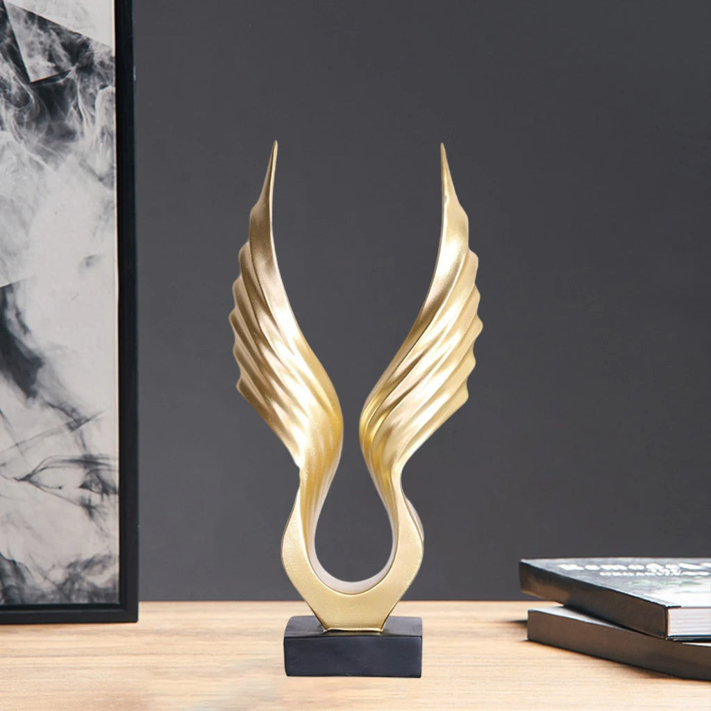 Golden Angel Wings Sculpture Resin Statue For Living Room Coffee Table Sideboard Mantelpiece  Home Decor Accessories