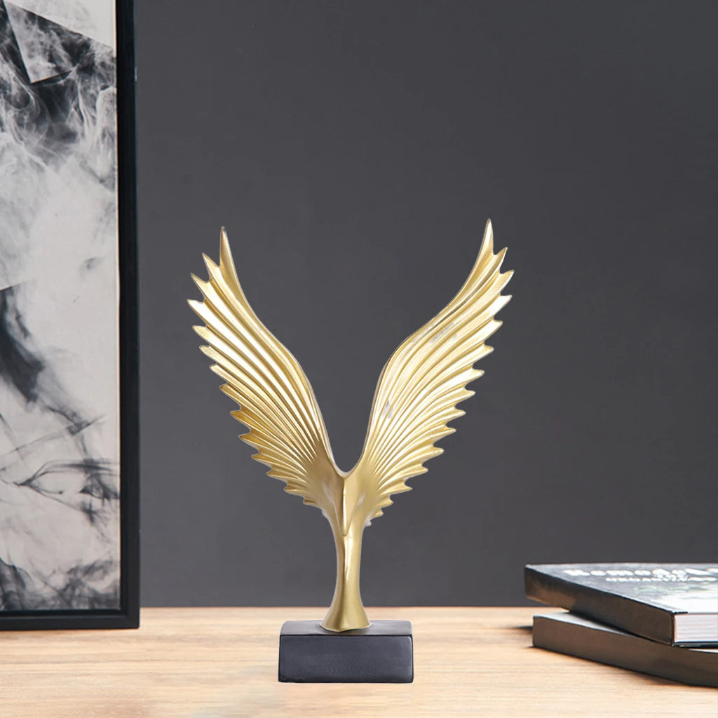 Golden Angel Wings Sculpture Resin Statue For Living Room Coffee Table Sideboard Mantelpiece  Home Decor Accessories