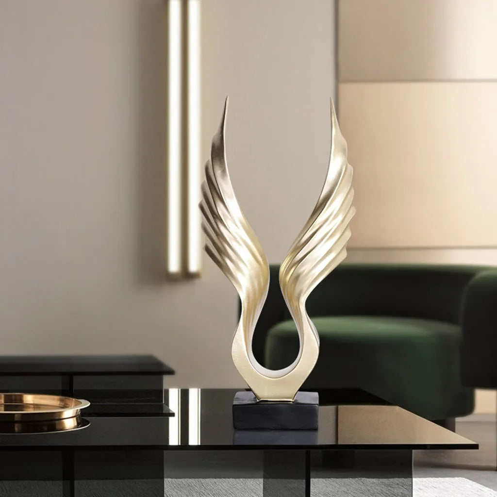 Golden Angel Wings Sculpture Resin Statue For Living Room Coffee Table Sideboard Mantelpiece  Home Decor Accessories