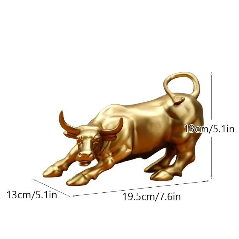 Golden Wall Street Bull Resin Statue Feng Shui Ornaments Fortune Statue Wealth Figurines For Office Interior Desktop Decoration