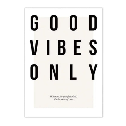 Good Vibes Only Black White Whale Wall Art Canvas Prints For Modern Living Room