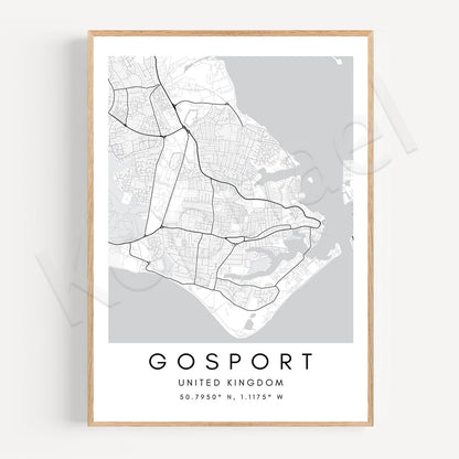 City Map Posters Wall Art - Beijing, Cape Town, Sydney, Los Angeles, Milan, Houston, Seattle, Abu Dhabi, Cornwall, Bristol, Gosport, Pudsey Wall Map Black White Canvas Prints Minimalist Posters For Office