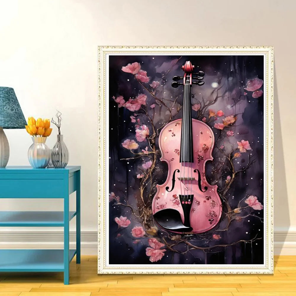 Gothic Retro Dark Academia Pink Flower Raven Castle Witchery Canvas Print Wall Art For Modern Moody Living Room Girl Bedroom