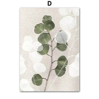 Gray Green Abstract Line Leaves Wall Art Minimalist Boho Canvas Print Nordic Poster For Modern Living Room Apartment Décor