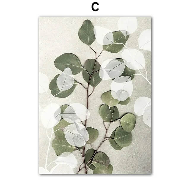 Gray Green Abstract Line Leaves Wall Art Minimalist Boho Canvas Print Nordic Poster For Modern Living Room Apartment Décor