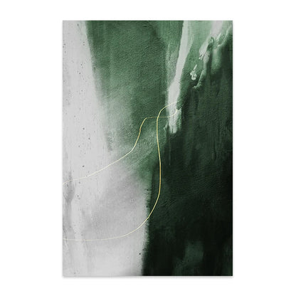 Green Gray Golden Seam Geomorphic Abstract Wall Art Canvas Prints For Modern Apartment Living Room Dining Room Home Office