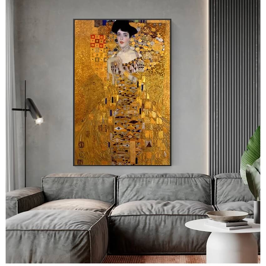 Gustav Klimt Famous Wall Art Portrait of Adele Poster The Kiss Canvas Print For Living Room Bedroom Wall Art Gallery