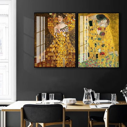 Gustav Klimt Famous Wall Art Portrait of Adele Poster The Kiss Canvas Print For Living Room Bedroom Wall Art Gallery