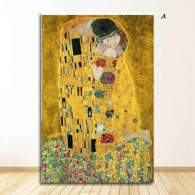 Gustav Klimt Famous Wall Art Portrait of Adele Poster The Kiss Canvas Print For Living Room Bedroom Wall Art Gallery