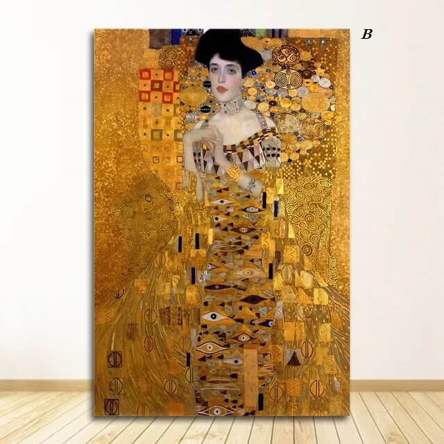 Gustav Klimt Famous Wall Art Portrait of Adele Poster The Kiss Canvas Print For Living Room Bedroom Wall Art Gallery