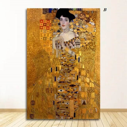 Gustav Klimt Famous Wall Art Portrait of Adele Poster The Kiss Canvas Print For Living Room Bedroom Wall Art Gallery