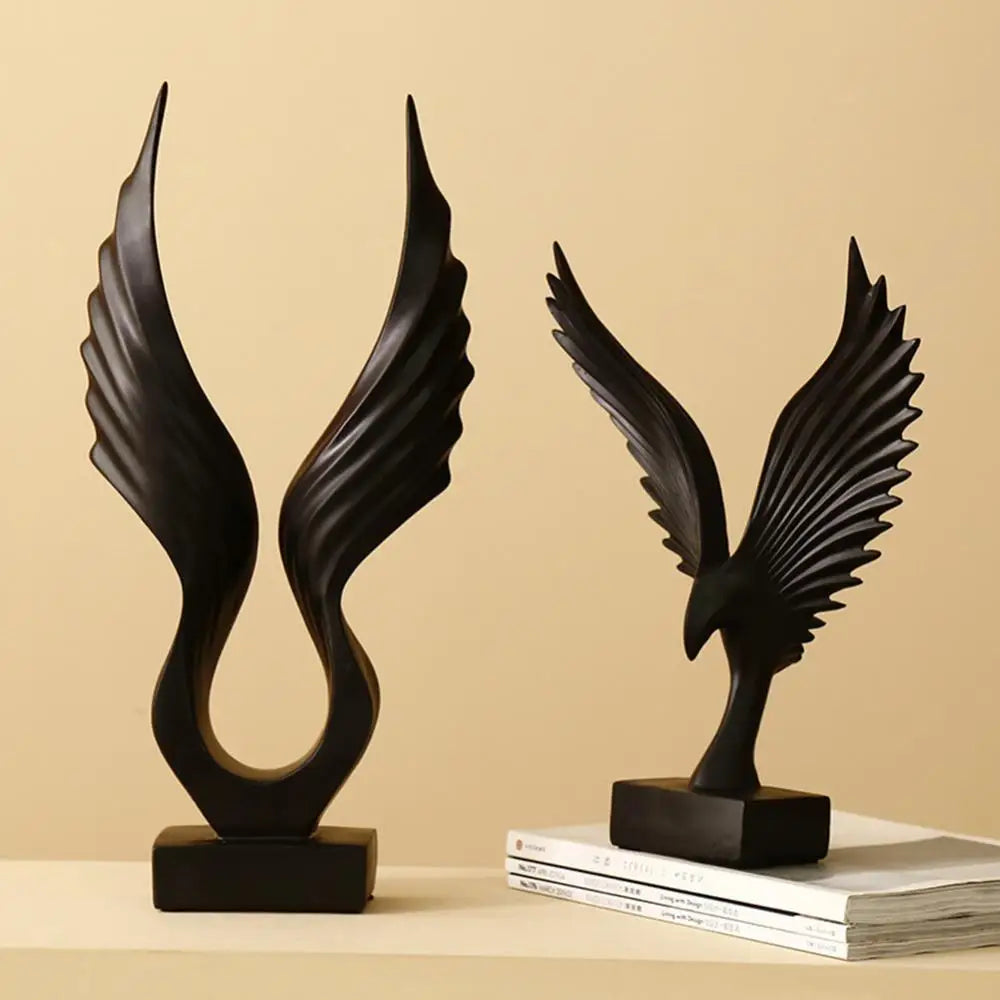 Golden Angel Wings Sculpture Resin Statue For Living Room Coffee Table Sideboard Mantelpiece  Home Decor Accessories