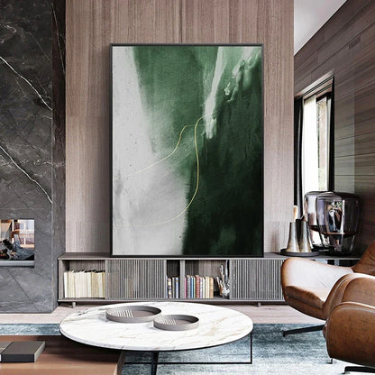 Green Gray Golden Seam Geomorphic Abstract Wall Art Canvas Prints For Modern Apartment Living Room Dining Room Home Office