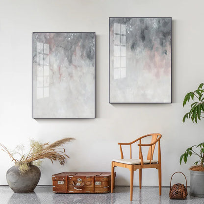 Abstract Shades Of Pink Gray Minimalist Wall Art Canvas Prints For Modern Living Room Wall Decor