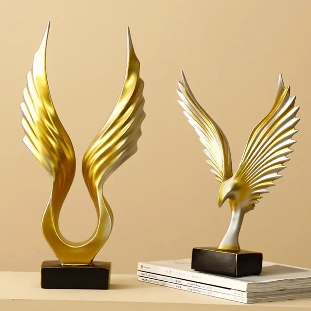 Golden Angel Wings Sculpture Resin Statue For Living Room Coffee Table Sideboard Mantelpiece  Home Decor Accessories