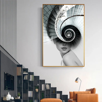 Abstract Architectural Fashion Woman Wall Art Canvas Prints For Modern Apartment Living Room Home Office Decor