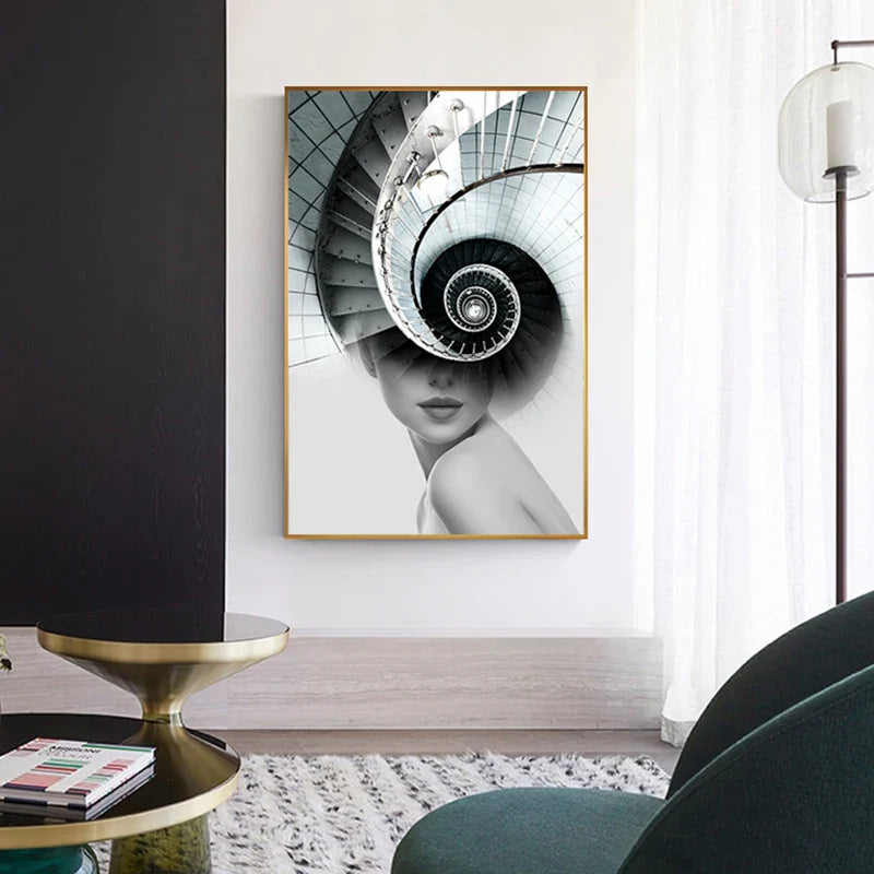 Abstract Architectural Fashion Woman Wall Art Canvas Prints For Modern Apartment Living Room Home Office Decor
