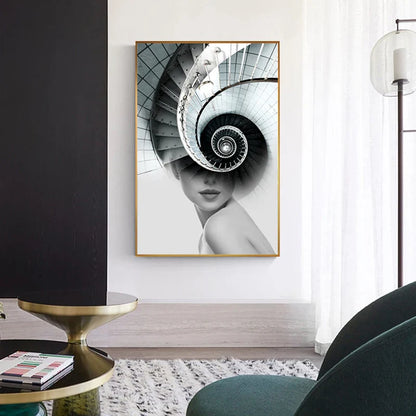 Abstract Architectural Fashion Woman Wall Art Canvas Prints For Modern Apartment Living Room Home Office Decor