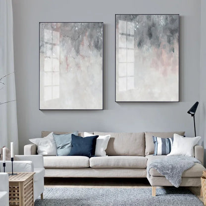 Abstract Shades Of Pink Gray Minimalist Wall Art Canvas Prints For Modern Living Room Wall Decor