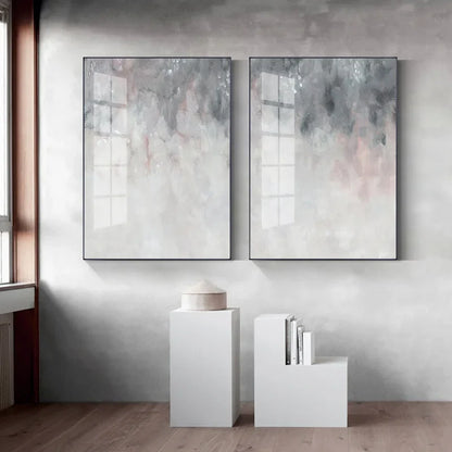 Abstract Shades Of Pink Gray Minimalist Wall Art Canvas Prints For Modern Living Room Wall Decor