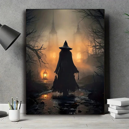 Halloween Dark Castle Gothic Witch Canvas Artwork Witchy Aesthetic Canvas Décor For Moody Mystical Living Room