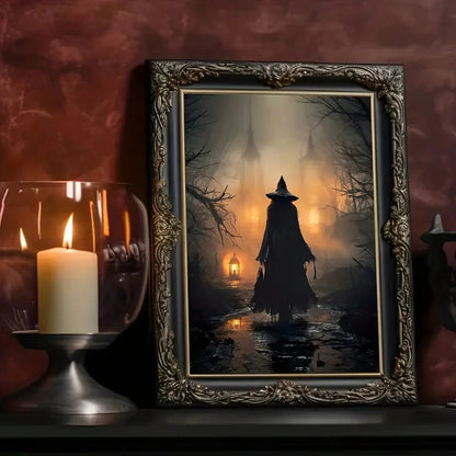 Halloween Dark Castle Gothic Witch Canvas Artwork Witchy Aesthetic Canvas Décor For Moody Mystical Living Room