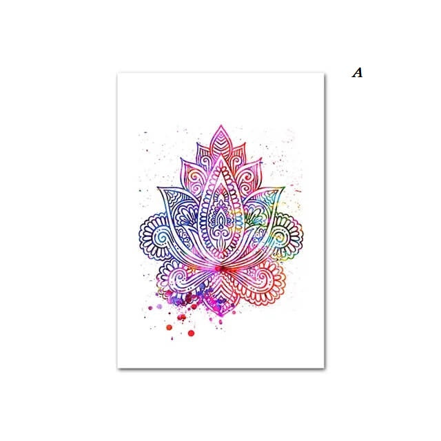 Hamsa Flower Mandala Yoga Canvas Prints Art Abstract Pink Fine Art Painting For Minimalist Modern Room Décor