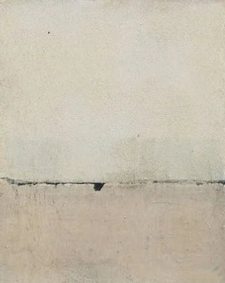 Modern Abstract Hand Painted Beige Black Wall Art | Minimalist Pastel Acrylic Painting On Canvas For Living Room Bedroom Decor