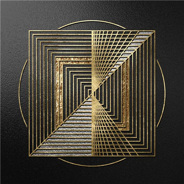 Black Golden Spherical Abstract Geometric Wall Art Canvas Prints Modern Aesthetics Square Format Poster For Living Room Home Office Decor
